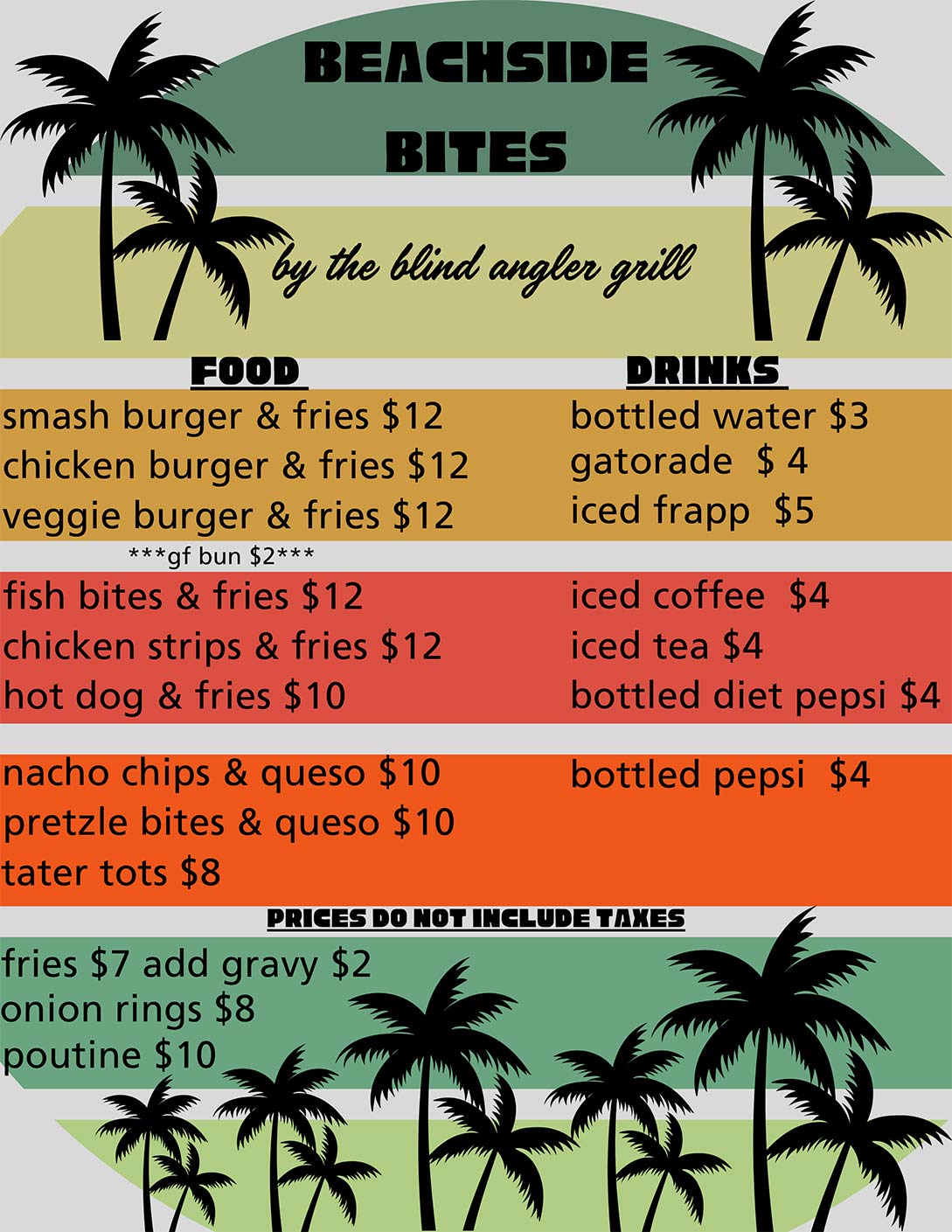 The Beachside Bites Menu
