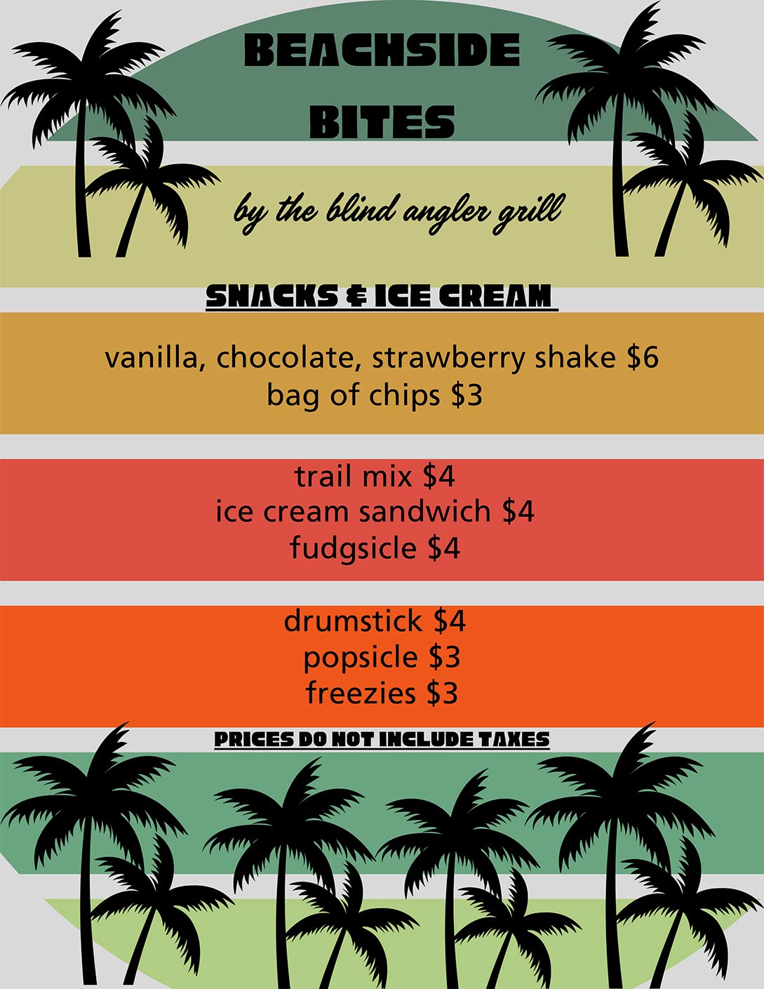 The Beachside Bites Menu
