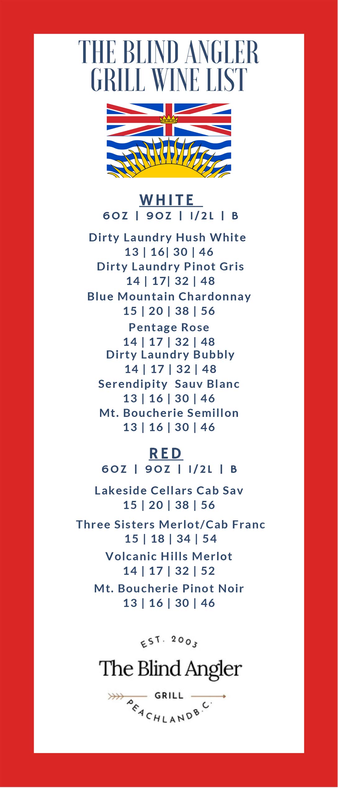The Beachside Bites Drink Menu